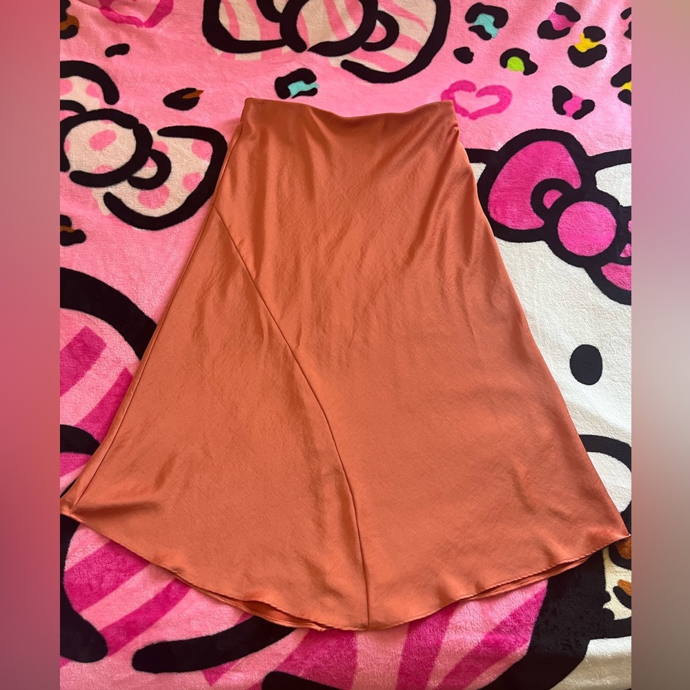 super soft long orange skirt